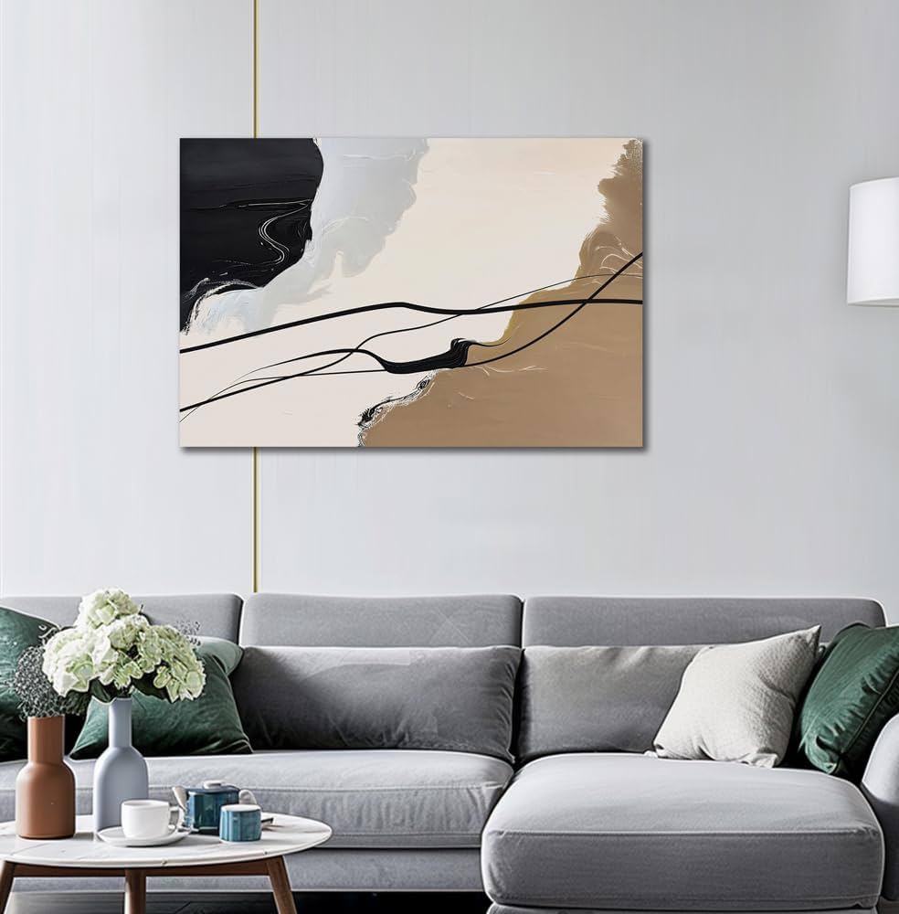 Abstract Wall Art Canvas Decor Large Abstract Art Paintings for Living Room Brown and Grey Fantasy Graffiti Pictures for Home Bedroom Kitchen Decorations (32x48inches)