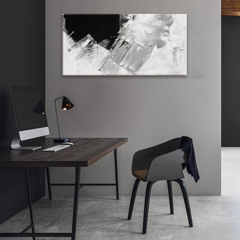 TAIJXAGSG Abstract Canvas Art Wall Decor Painting Home Wall Decor 20×40 Inch Decorations Black Grey Abstract Wall Art Office Canvas Picture For Bedroom Kitchen Office Artwork