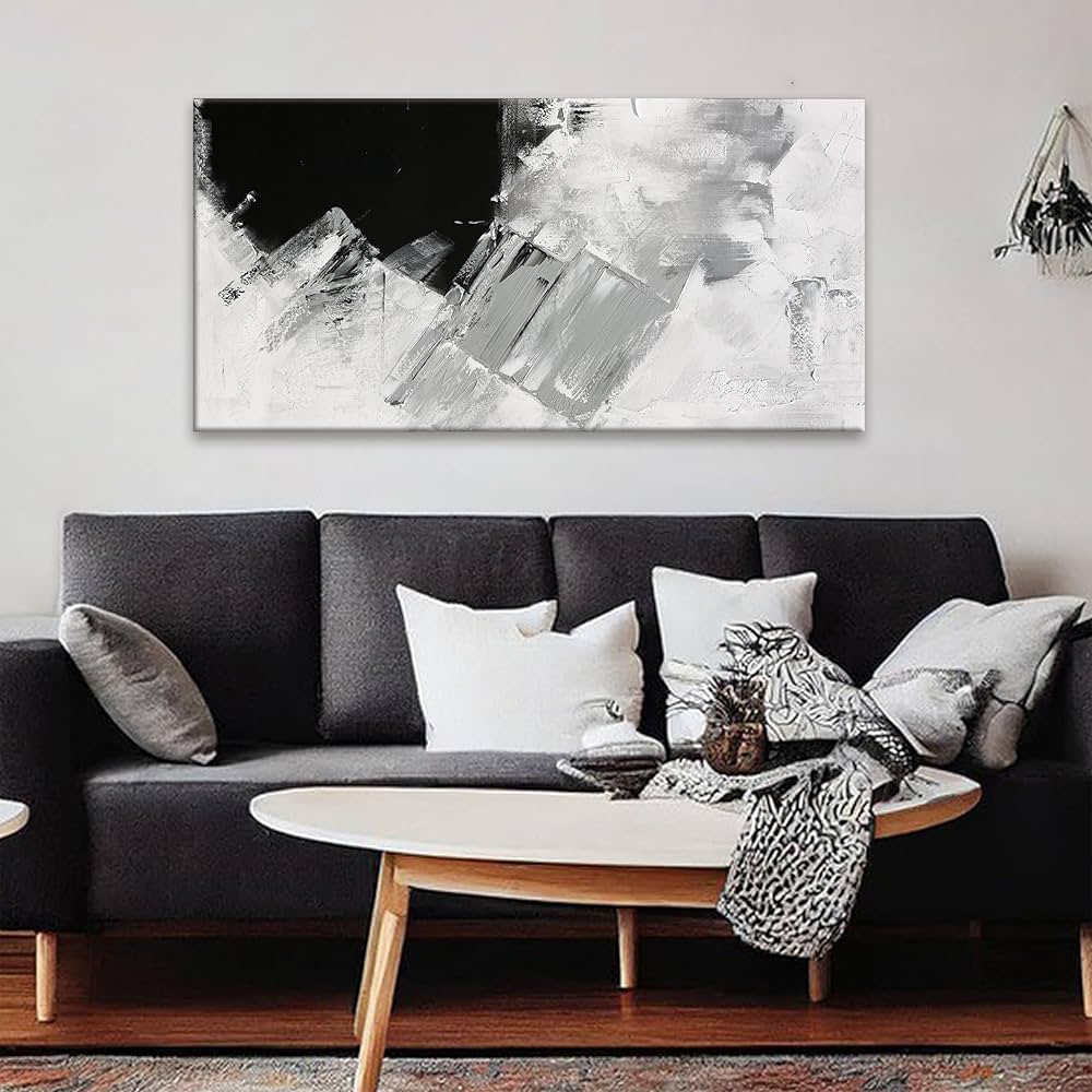 TAIJXAGSG Abstract Canvas Art Wall Decor Painting Home Wall Decor 20×40 Inch Decorations Black Grey Abstract Wall Art Office Canvas Picture For Bedroom Kitchen Office Artwork