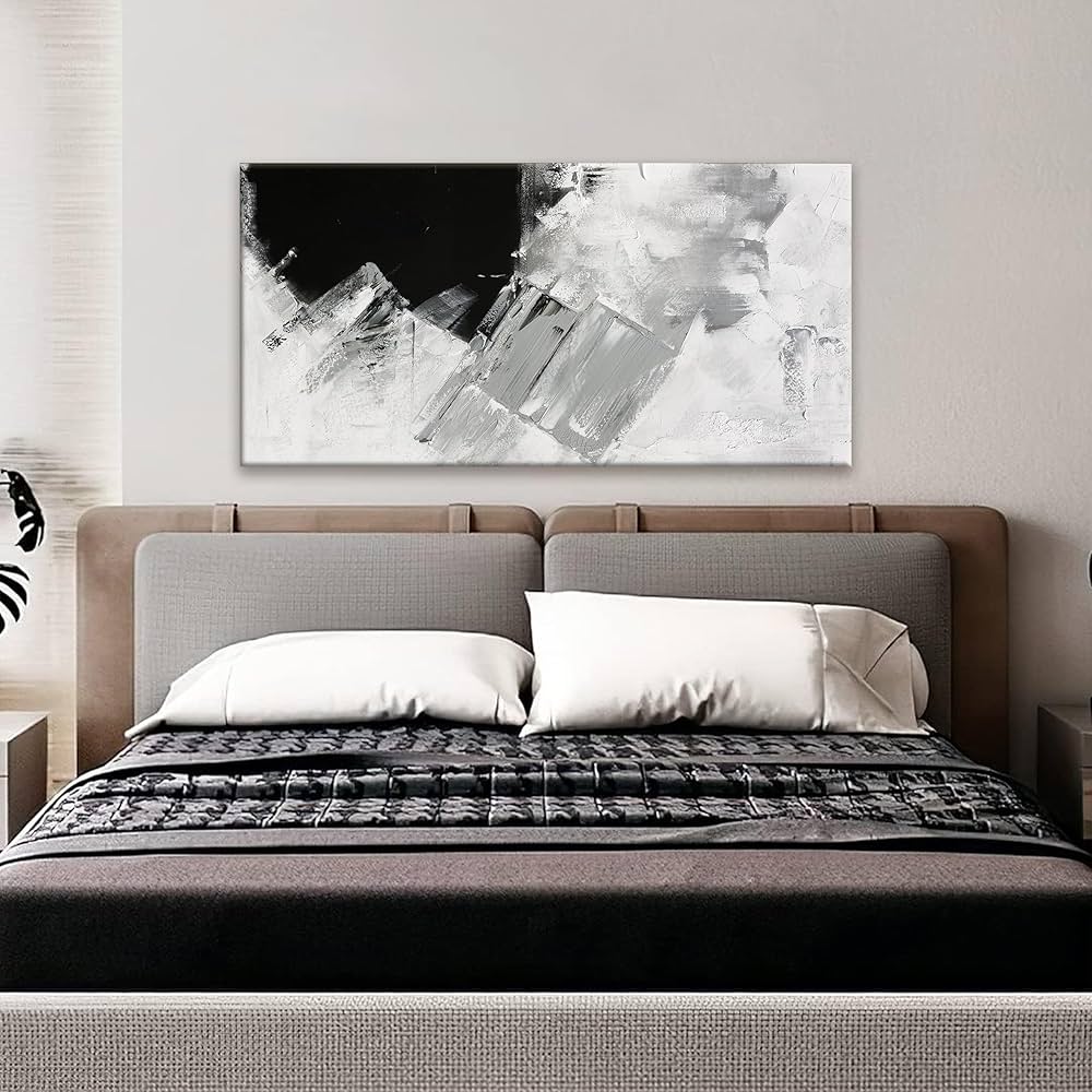 TAIJXAGSG Abstract Canvas Art Wall Decor Painting Home Wall Decor 20×40 Inch Decorations Black Grey Abstract Wall Art Office Canvas Picture For Bedroom Kitchen Office Artwork