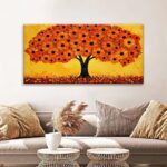 TAIJXAGSG Canvas Art Wall Decor Print Paintings Orange Tree Of Life Wall Art Prints Ready To Hang Picture For Bedroom Bathroom Office Kitchen Home Aesthetic Wall Decor Artwork 20″ × 40″