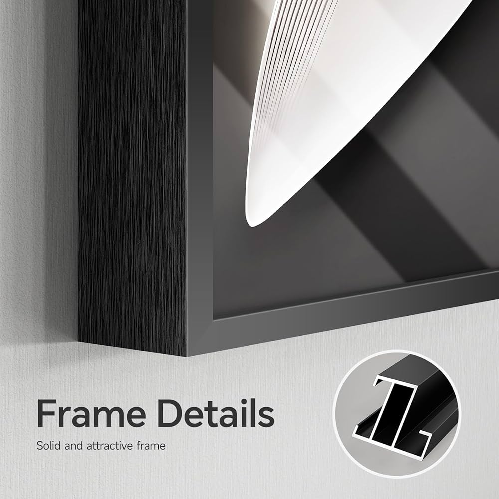 Large Framed Modern Wall Art 3 Piece Set, Black and White Abstract Paintings Artwork Decor, Contemporary Geometric Luxury Bright Style Pictures Prints for Living Room Hallway and Office 24×36 Inch