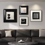 4 Piece Framed Modern Black and White Wall Art Set, Large Minimalist Abstract Prints Painting, Bright Style Geometric Picture Artworks Decor for Living Room Dining Room Hallway Bedroom Home Office