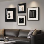 4 Piece Framed Modern Black and White Wall Art Set, Large Minimalist Abstract Prints Painting, Bright Style Geometric Picture Artworks Decor for Living Room Dining Room Hallway Bedroom Home Office
