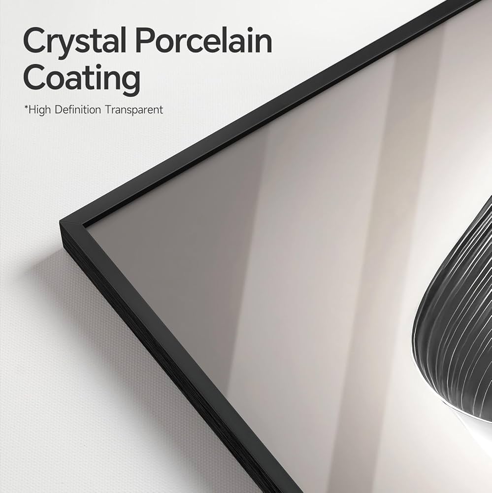 4 Piece Framed Modern Black and White Wall Art Set, Large Minimalist Abstract Prints Painting, Bright Style Geometric Picture Artworks Decor for Living Room Dining Room Hallway Bedroom Home Office