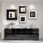 4 Piece Framed Modern Black and White Wall Art Set, Large Minimalist Abstract Prints Painting, Bright Style Geometric Picture Artworks Decor for Living Room Dining Room Hallway Bedroom Home Office