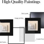 4 Piece Framed Modern Black and White Wall Art Set, Large Minimalist Abstract Prints Painting, Bright Style Geometric Picture Artworks Decor for Living Room Dining Room Hallway Bedroom Home Office