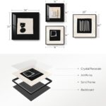 4 Piece Framed Modern Black and White Wall Art Set, Large Minimalist Abstract Prints Painting, Bright Style Geometric Picture Artworks Decor for Living Room Dining Room Hallway Bedroom Home Office