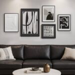 Framed Black and White Abstract Wall Art for Living Room, 5 Piece Modern Prints Paintings Artwork for Walls, Minimalist Black White Pictures for Hallway, Dining Room, Bedroom, Home Office Wall Decor