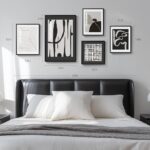 Framed Black and White Abstract Wall Art for Living Room, 5 Piece Modern Prints Paintings Artwork for Walls, Minimalist Black White Pictures for Hallway, Dining Room, Bedroom, Home Office Wall Decor