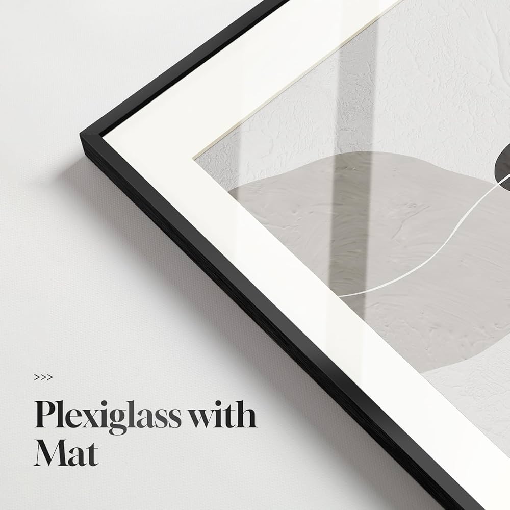 Framed Black and White Abstract Wall Art for Living Room, 5 Piece Modern Prints Paintings Artwork for Walls, Minimalist Black White Pictures for Hallway, Dining Room, Bedroom, Home Office Wall Decor