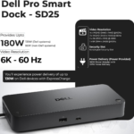 Dell Pro Smart Dock SD25 Bundle – 10Gbps, 3 Year Warranty, Supports Dual/Triple Monitors & 4K Displays with 180W Power Supply, Anyhdd HDMI, DisplayPort, USB C Cable, Cloth – Docking Station