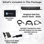 Dell Pro Smart Dock SD25 Bundle – 10Gbps, 3 Year Warranty, Supports Dual/Triple Monitors & 4K Displays with 180W Power Supply, Anyhdd HDMI, DisplayPort, USB C Cable, Cloth – Docking Station