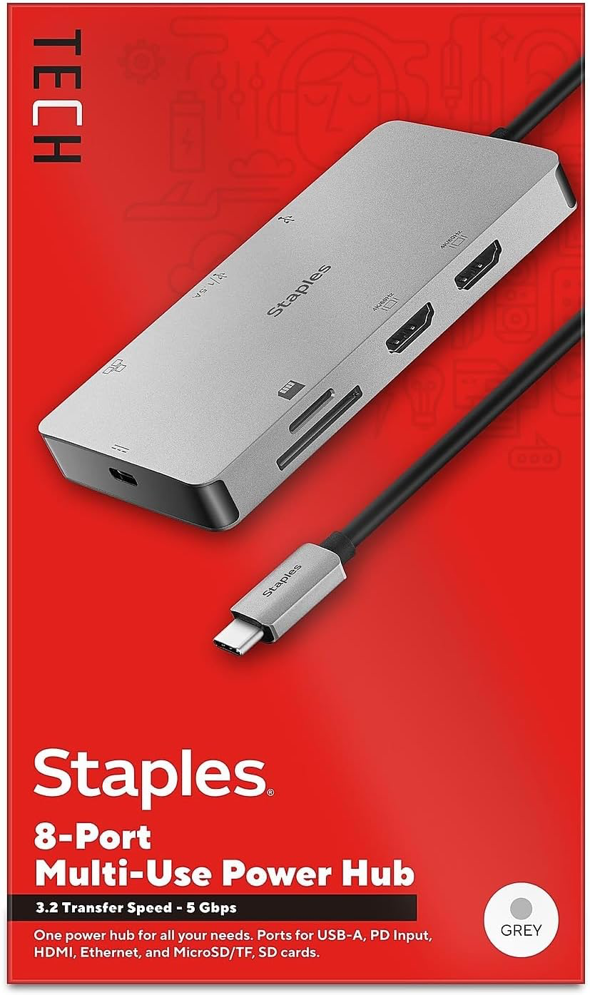 8-Port Hub, Gray (ST62383)