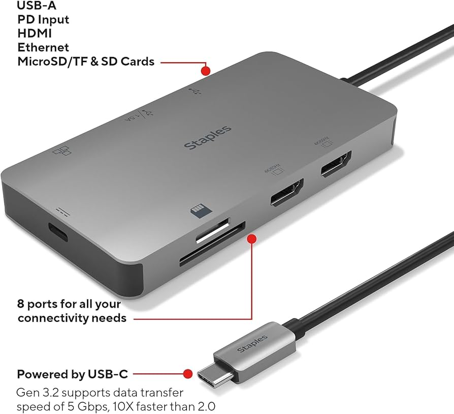 8-Port Hub, Gray (ST62383)