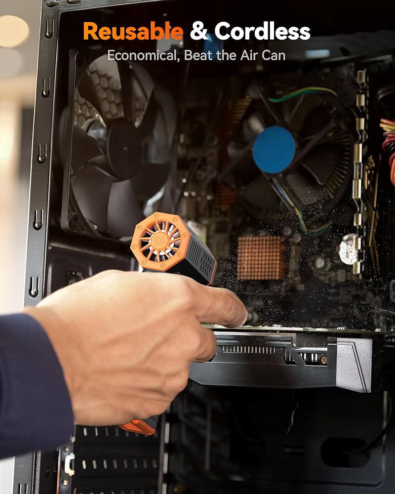 WOLFBOX MF50 Compressed Air Duster-110000RPM Super Power Electric Air Duster, 3-Gear Adjustable Mini Blower with Fast Charging, Dust Blower for Computer, Keyboard, House, Outdoor and Car