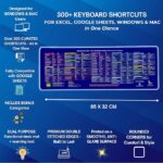 Excel Shortcut Desk Pad 85×32 cm – Large Waterproof Office Desk Mat with 300+ Keyboard Shortcuts for Windows & Mac, Non-Slip Rubber Base, Stitched Edges – NAGAR