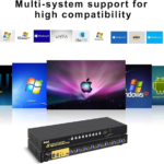 JideTech 8-Port HDMI KVM Switch 4K@60Hz with USB 3.0 Hub, Audio Support, Keyboard & Mouse Hotkey, Remote Control, Rack Mount 1U for Windows/Mac/Linux