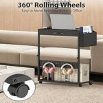 Adjustable Computer Tower Stand with Power Outlets & USB Charging,Heavy-Duty Rolling PC Stand,Under Desk CPU Holder Cart for ATX Case, Gaming PC, E-Sports & Home Office, Black