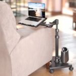 LEVO G2 Deluxe Adjustable Laptop Stand – Rolling Computer Desk & Ergonomic Table for Bed, Sofa, or Office – Portable Mobile Workstation with Tilt – Fits Devices up to 16″ – Charcoal & Black