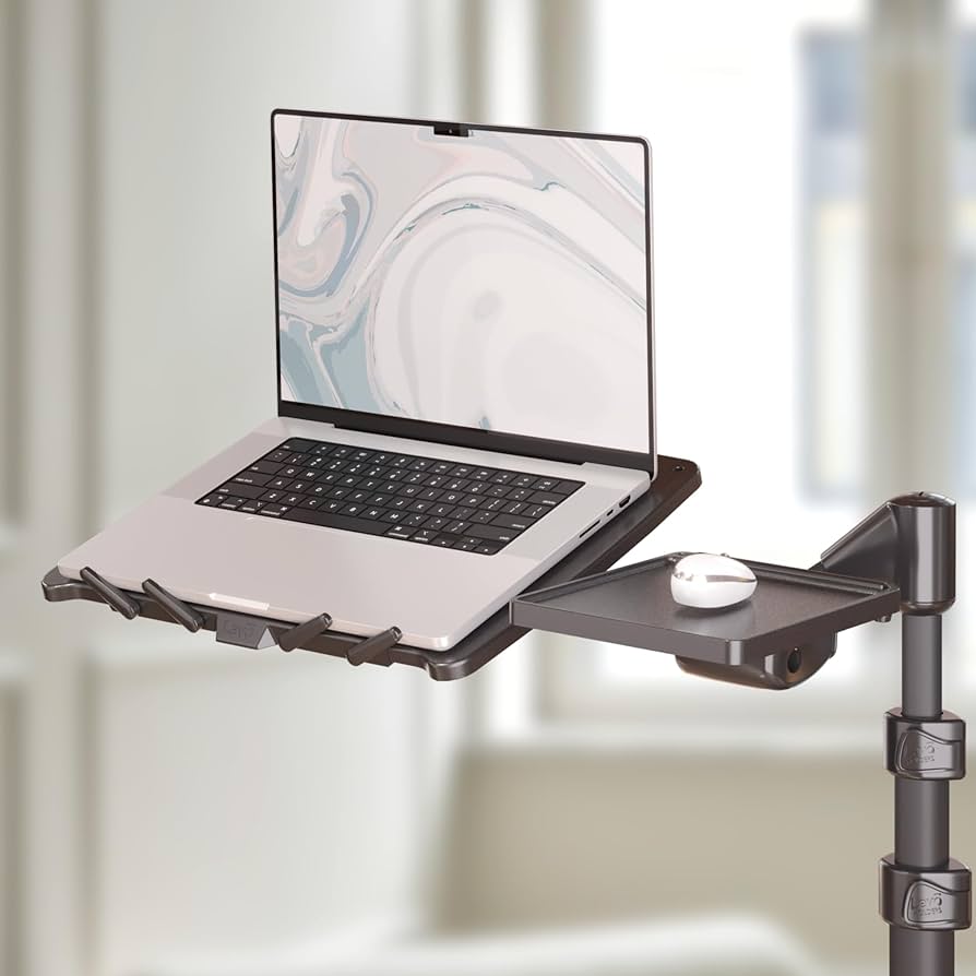 LEVO G2 Deluxe Adjustable Laptop Stand – Rolling Computer Desk & Ergonomic Table for Bed, Sofa, or Office – Portable Mobile Workstation with Tilt – Fits Devices up to 16″ – Charcoal & Black