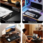 YSAGi Leather Office Desk Pad Protector, Large Mouse Pad, Non-Slip, PU Leather, Laptop Desk Blotter, Waterproof Writing Pad for Office and Home, Black, 23.6″ x 13.8″