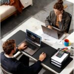 YSAGi Leather Office Desk Pad Protector, Large Mouse Pad, Non-Slip, PU Leather, Laptop Desk Blotter, Waterproof Writing Pad for Office and Home, Black, 23.6″ x 13.8″