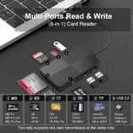 8-in-1 Memory Card Reader with 3 USB Ports, Lightning/USB-C/USB-A Adapter for iPhone/Android/PC/Mac, Supports SD/TF/MS/CF/XD Card & OTG for Photo/Video Transfer