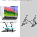 Adjustable Laptop Stand, Computer Stand with 360 Rotating Base, Ergonomic Laptop Riser Mount for Desk Foldable Protable Computer Desk Fits with MacBook Pro Air (10-16″) – Black