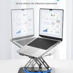 Adjustable Laptop Stand, Computer Stand with 360 Rotating Base, Ergonomic Laptop Riser Mount for Desk Foldable Protable Computer Desk Fits with MacBook Pro Air (10-16″) – Black