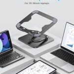 Adjustable Laptop Stand, Computer Stand with 360 Rotating Base, Ergonomic Laptop Riser Mount for Desk Foldable Protable Computer Desk Fits with MacBook Pro Air (10-16″) – Black
