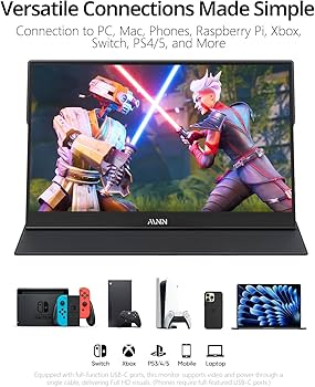 MNN Portable Monitor 15.6inch FHD 1080P USB C HDMI Gaming Ultra-Slim IPS Display w/Smart Cover & Speakers,HDR Plug&Play, External Monitor for Laptop PC Phone Mac (15.6” 1080P)