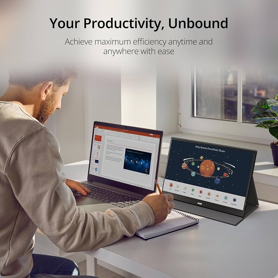 MNN Portable Monitor 15.6inch FHD 1080P USB C HDMI Gaming Ultra-Slim IPS Display w/Smart Cover & Speakers,HDR Plug&Play, External Monitor for Laptop PC Phone Mac (15.6” 1080P)