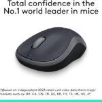 Logitech M185 Wireless Mouse, 2.4GHz with USB Mini Receiver, 12-Month Battery Life, 1000 DPI Optical Tracking, Ambidextrous PC/Mac/Laptop – Swift Grey