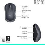 Logitech M185 Wireless Mouse, 2.4GHz with USB Mini Receiver, 12-Month Battery Life, 1000 DPI Optical Tracking, Ambidextrous PC/Mac/Laptop – Swift Grey