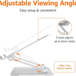 Amazon Basics Sturdy and Portable Ergonomic Laptop Stand for Desk, Adjustable Riser, Fits all Laptops and Notebooks up to 17.3 Inch, Silver, 10 x 8.7 x 6 in