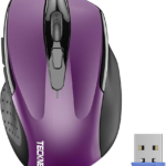 TECKNET Wireless Mouse, 2.4G Ergonomic Optical Mouse, Computer Mouse for Laptop, PC, Computer, Chromebook, Notebook, 6 Buttons, 24 Months Battery Life, 2600 DPI, 5 Adjustment Levels – Purple