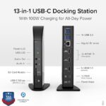 Plugable USB-C Triple Monitor Docking Station: 13-in-1 Laptop Dock with 100W Charging for Mac (DisplayLink Driver Required), Windows, Chrome, 3 HDMI, Gigabit Ethernet, SD, USB-C 20W, 4 USB – UD-ULTCDL
