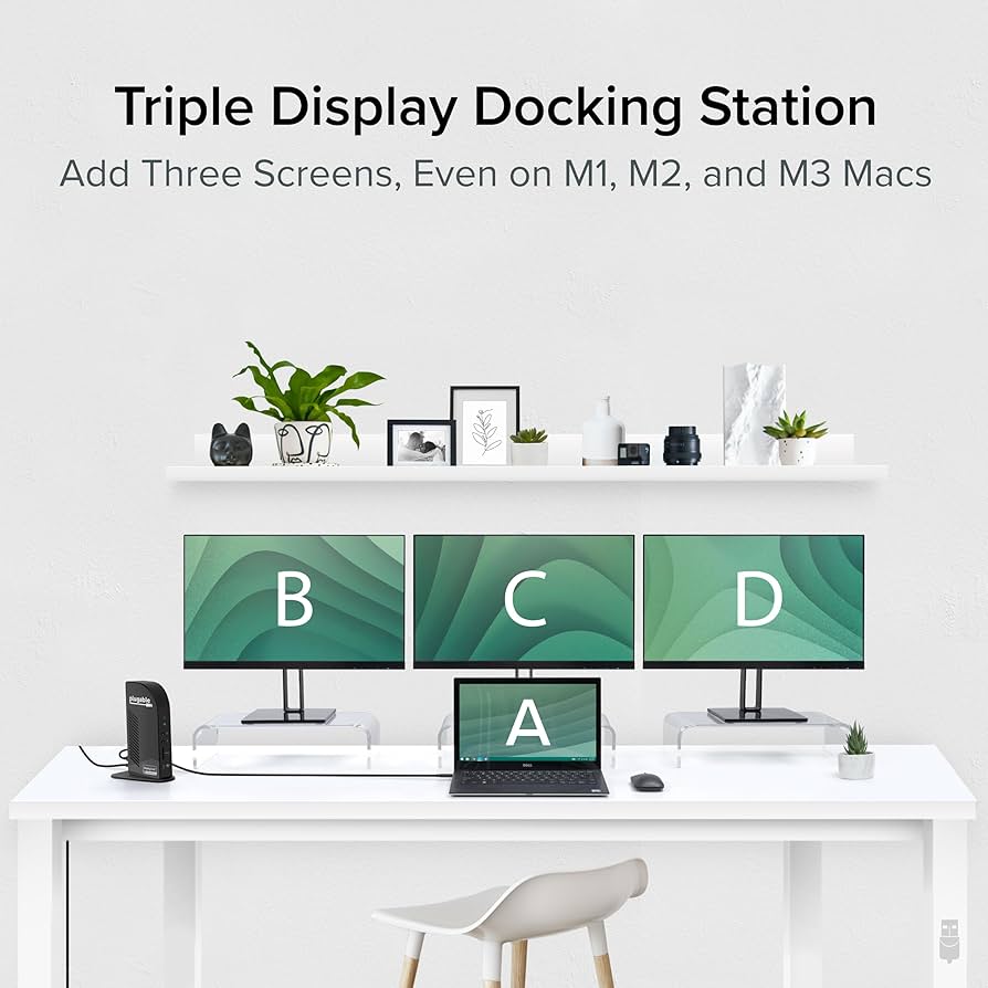 Plugable USB-C Triple Monitor Docking Station: 13-in-1 Laptop Dock with 100W Charging for Mac (DisplayLink Driver Required), Windows, Chrome, 3 HDMI, Gigabit Ethernet, SD, USB-C 20W, 4 USB – UD-ULTCDL