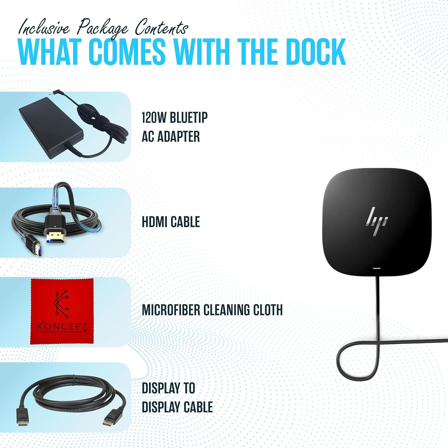 HP Docking Station for Laptop Dual Monitor and Charging – 5TW10AA / 5TW10UT / 5TW10AA#ABB USB-C G5 Dock with 120W AC Adap TER + HDMI Cable + DisplayPort Cable + Cleaning Cloth (Renewed)