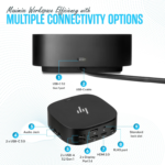 HP Docking Station for Laptop Dual Monitor and Charging – 5TW10AA / 5TW10UT / 5TW10AA#ABB USB-C G5 Dock with 120W AC Adap TER + HDMI Cable + DisplayPort Cable + Cleaning Cloth (Renewed)