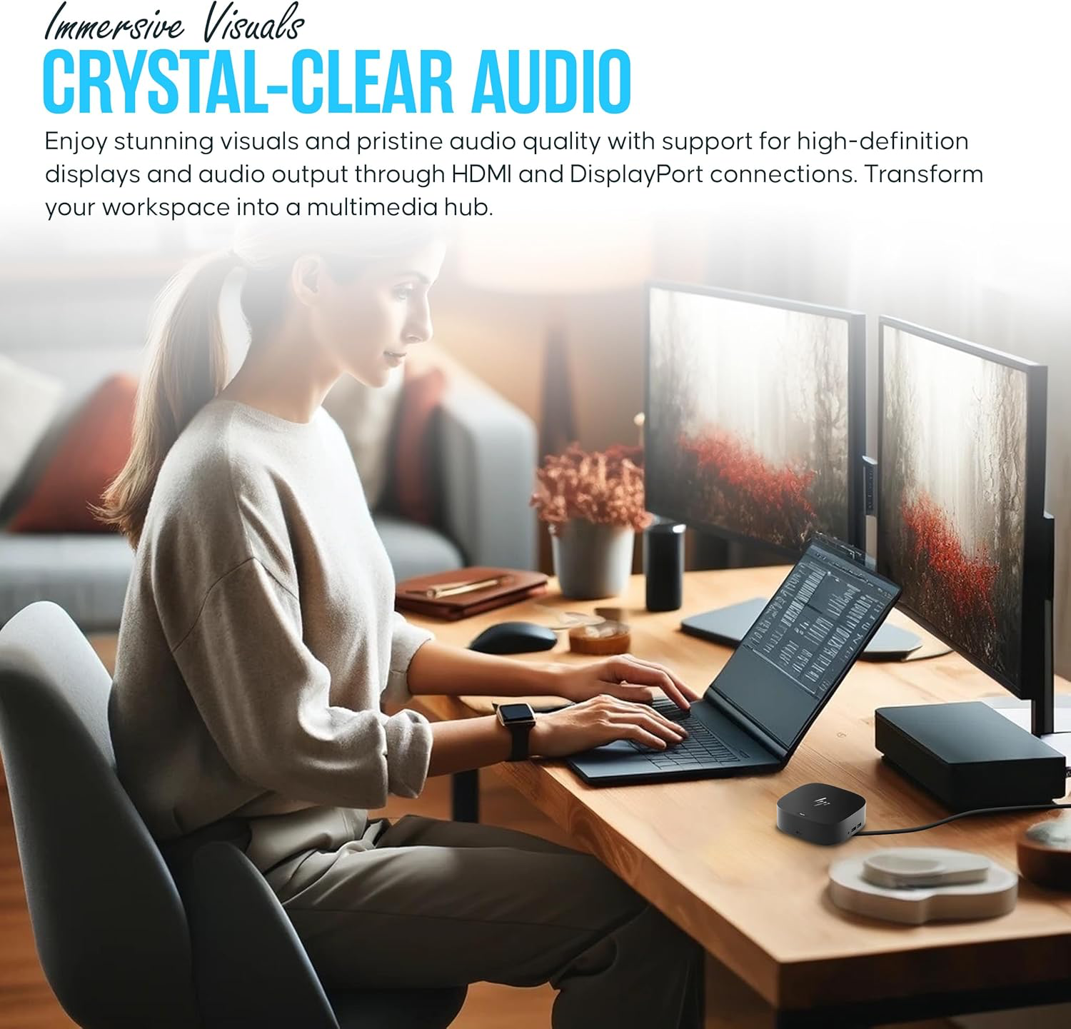 HP Docking Station for Laptop Dual Monitor and Charging – 5TW10AA / 5TW10UT / 5TW10AA#ABB USB-C G5 Dock with 120W AC Adap TER + HDMI Cable + DisplayPort Cable + Cleaning Cloth (Renewed)