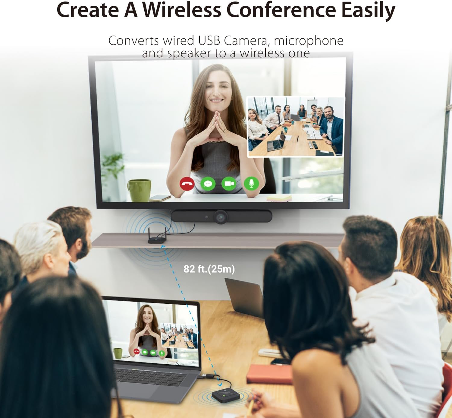 j5create Wireless Extender for USB Webcam, Microphones, or Speakers, Ideal for Streaming & Conferencing, No USB Mouse/Keyboard Compatibility (JVW120)