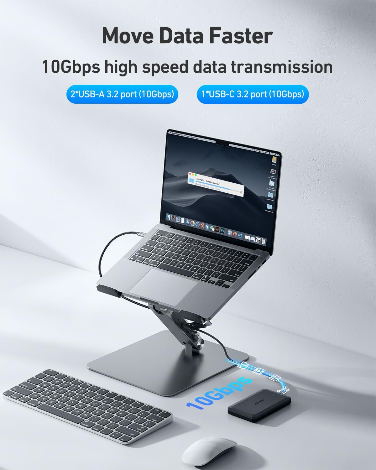 BENFEI Laptop Stand with USB C 7in1 Docking Station,HDMI 4K@60Hz,1*SD 1*Micro SD,100W Power Delivery,10Gbps 1*USB C 3.2 and 2*USB A 3.2 Compatible with MacBook Pro/Air, iPad Pro, XPS, Thinkpad