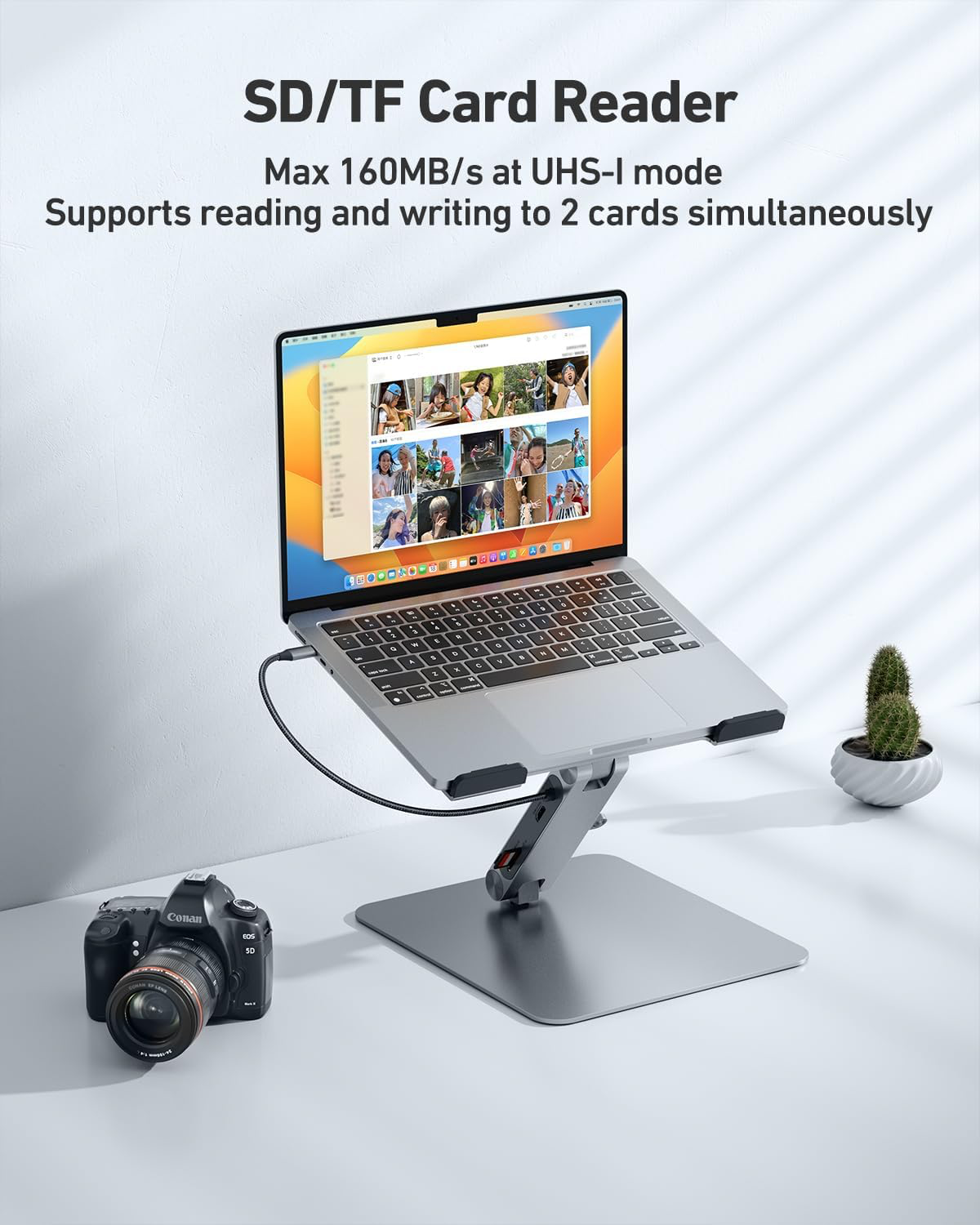 BENFEI Laptop Stand with USB C 7in1 Docking Station,HDMI 4K@60Hz,1*SD 1*Micro SD,100W Power Delivery,10Gbps 1*USB C 3.2 and 2*USB A 3.2 Compatible with MacBook Pro/Air, iPad Pro, XPS, Thinkpad