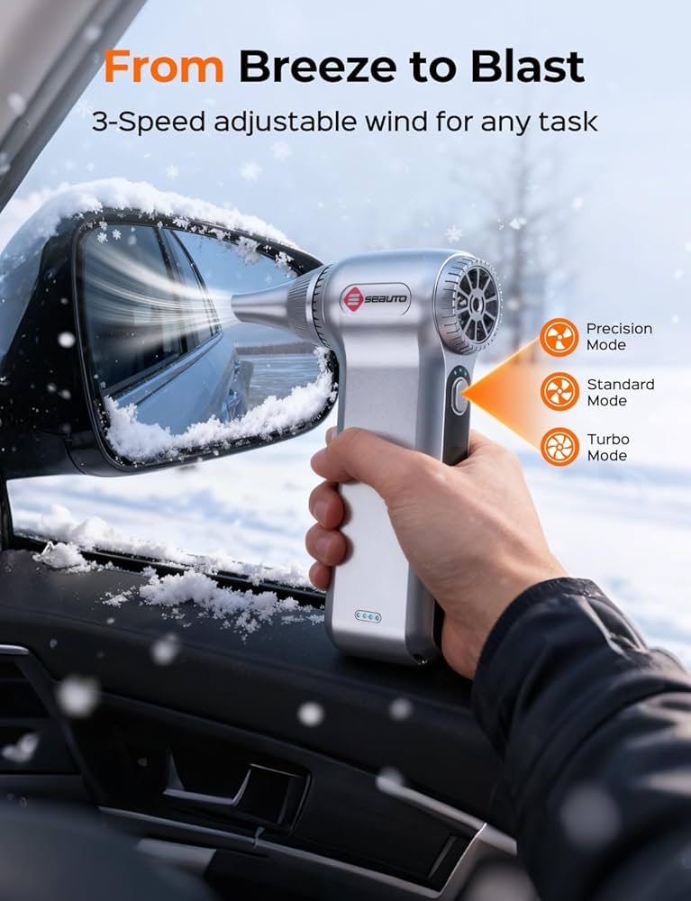 Electric Air Duster 180000RPM, Powerful Cordless Compressed Air Duster with 3-Speed Mini Air Duster Blower, Rechargeable Dust Cleaner for Computer Keyboard, PC, Car, Outdoor & Home Cleaning