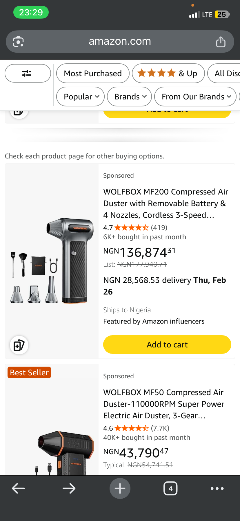 WOLFBOX MF200 Compressed Air Duster with Removable Battery & 4 Nozzles, Cordless 3-Speed Adjustable Mini Blower for Computer Keyboard, Car Cleaning, Home, and Outdoor Use