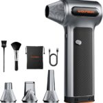 WOLFBOX MF200 Compressed Air Duster with Removable Battery & 4 Nozzles, Cordless 3-Speed Adjustable Mini Blower for Computer Keyboard, Car Cleaning, Home, and Outdoor Use