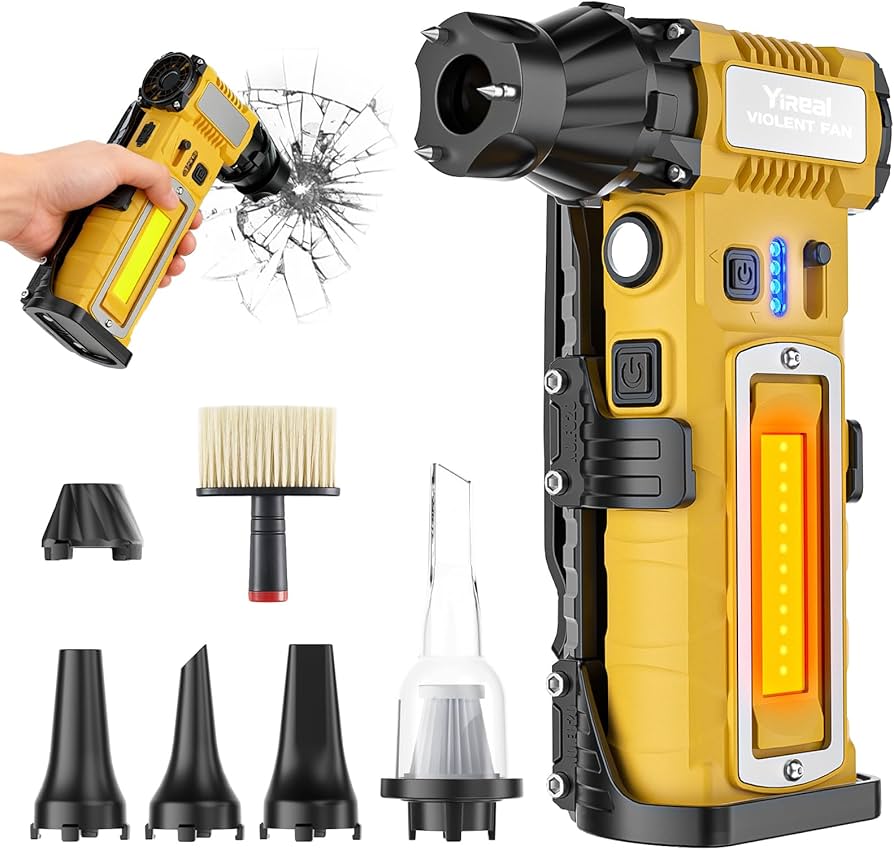 Compressed Air Duster 300000RPM 8000mAh,6-in-1 Electric Mini Air Blower with LED Light,Cordless Rechargeable Air Duster for PC Keyboard Computer Car Cleaning Electronics Cleaner Home and Outdoor Use