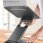 Nulaxy Telescopic 360 Rotating Laptop Stand for Desk Adjustable Height Swivel Pull Out Design Ergonomic Laptop Riser Standing Desk Converter Fits All 10-17″ Laptops Computer MacBook, Gray